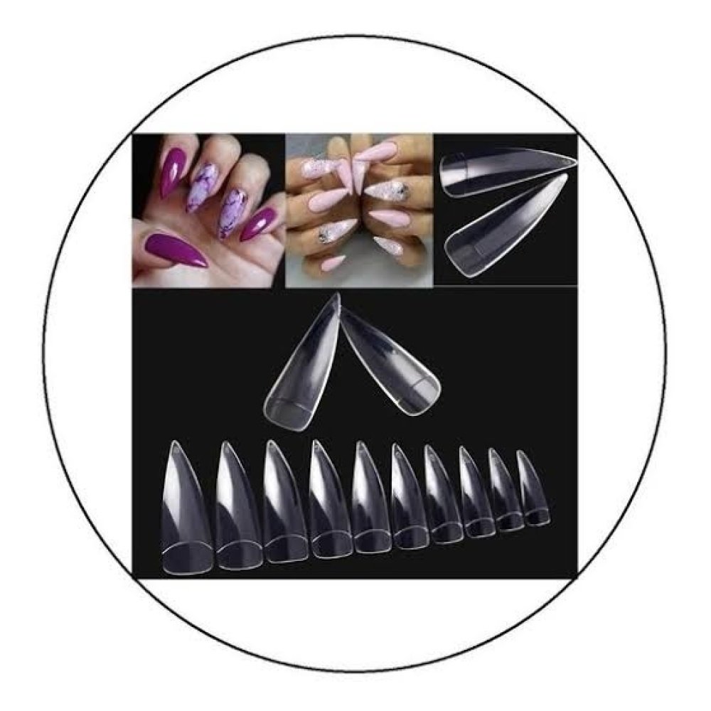 Tips Stiletto Transparente 100 Unidades