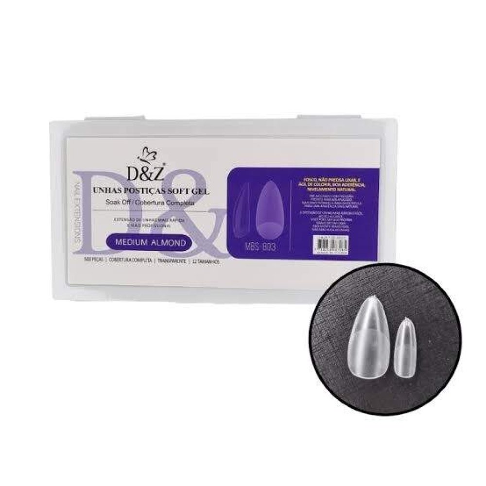 Tips Soft Gel Almond 500 un